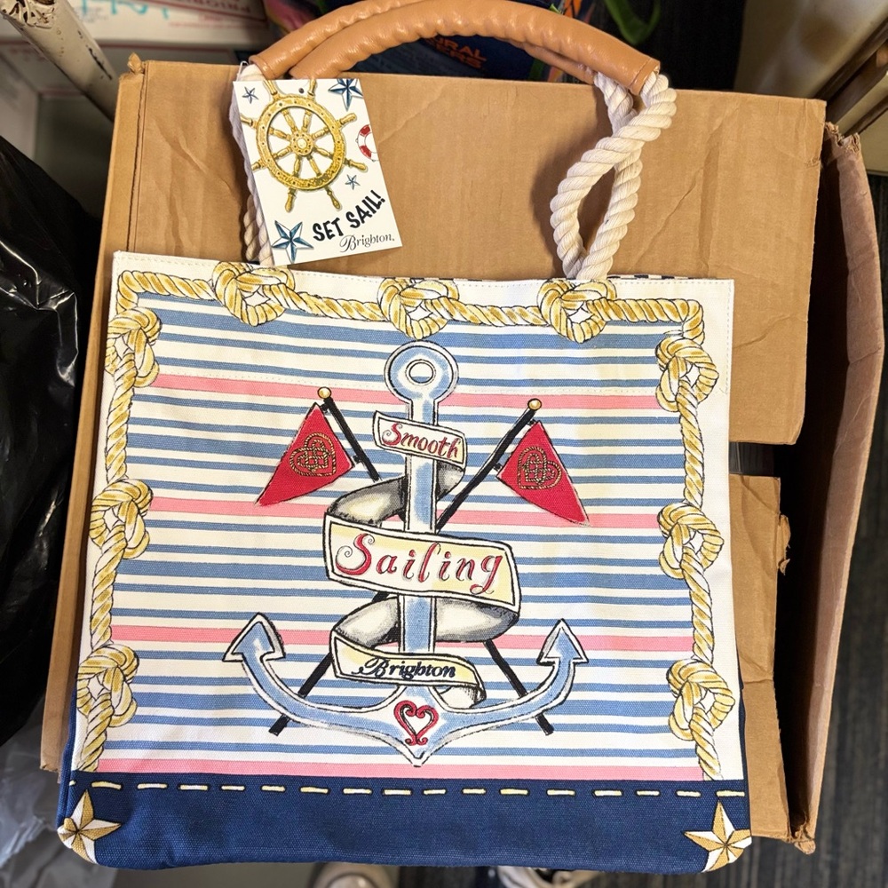 Brighton Sail Into Summer Tote with Nautical Stripes
